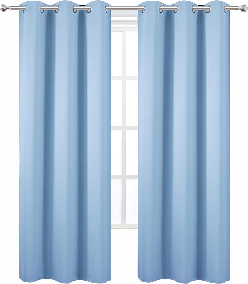 Lemomo Sky Blue Thermal Blackout Curtains/42 x 95 Inch/Set of 2 Panels Room Darkening Curtains for Bedroom 95 Inch Blue