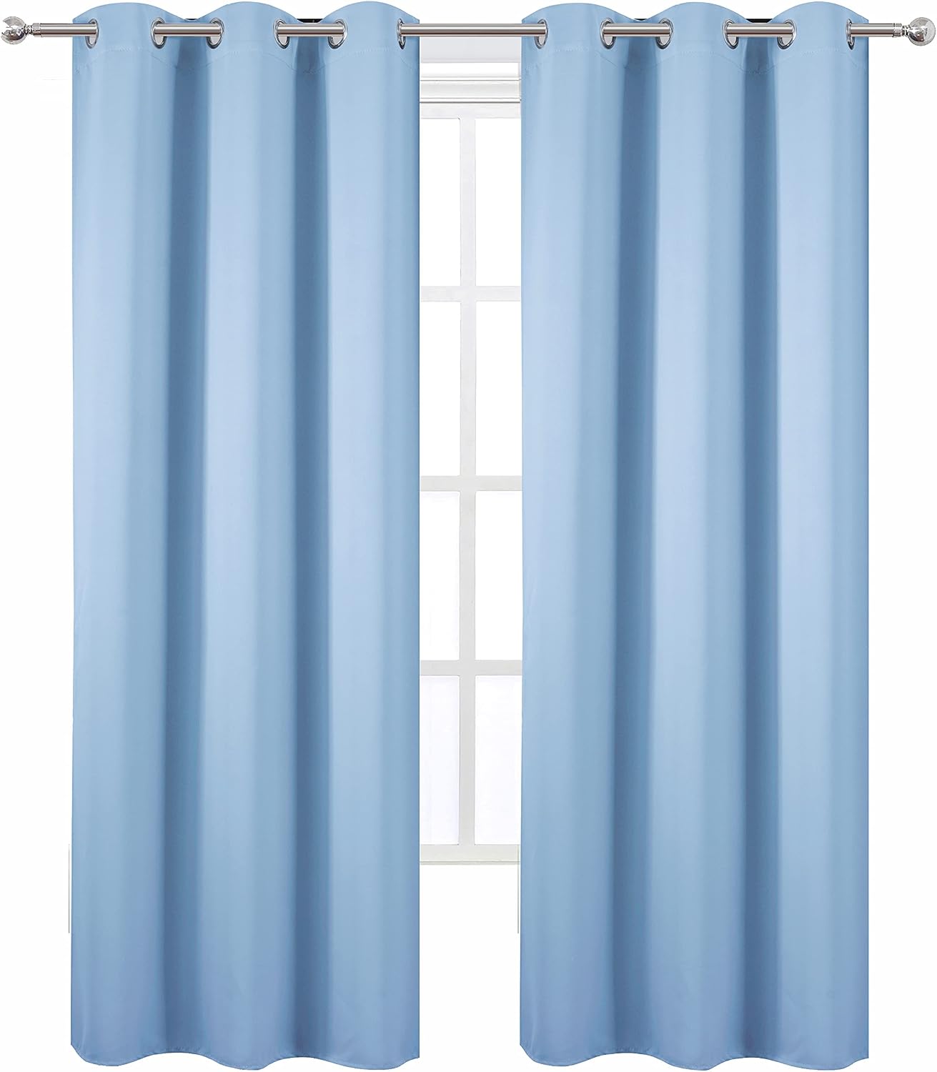 Lemomo Sky Blue Thermal Blackout Curtains/42 x 95 Inch/Set of 2 Panels Room Darkening Curtains for Bedroom 95 Inch Blue