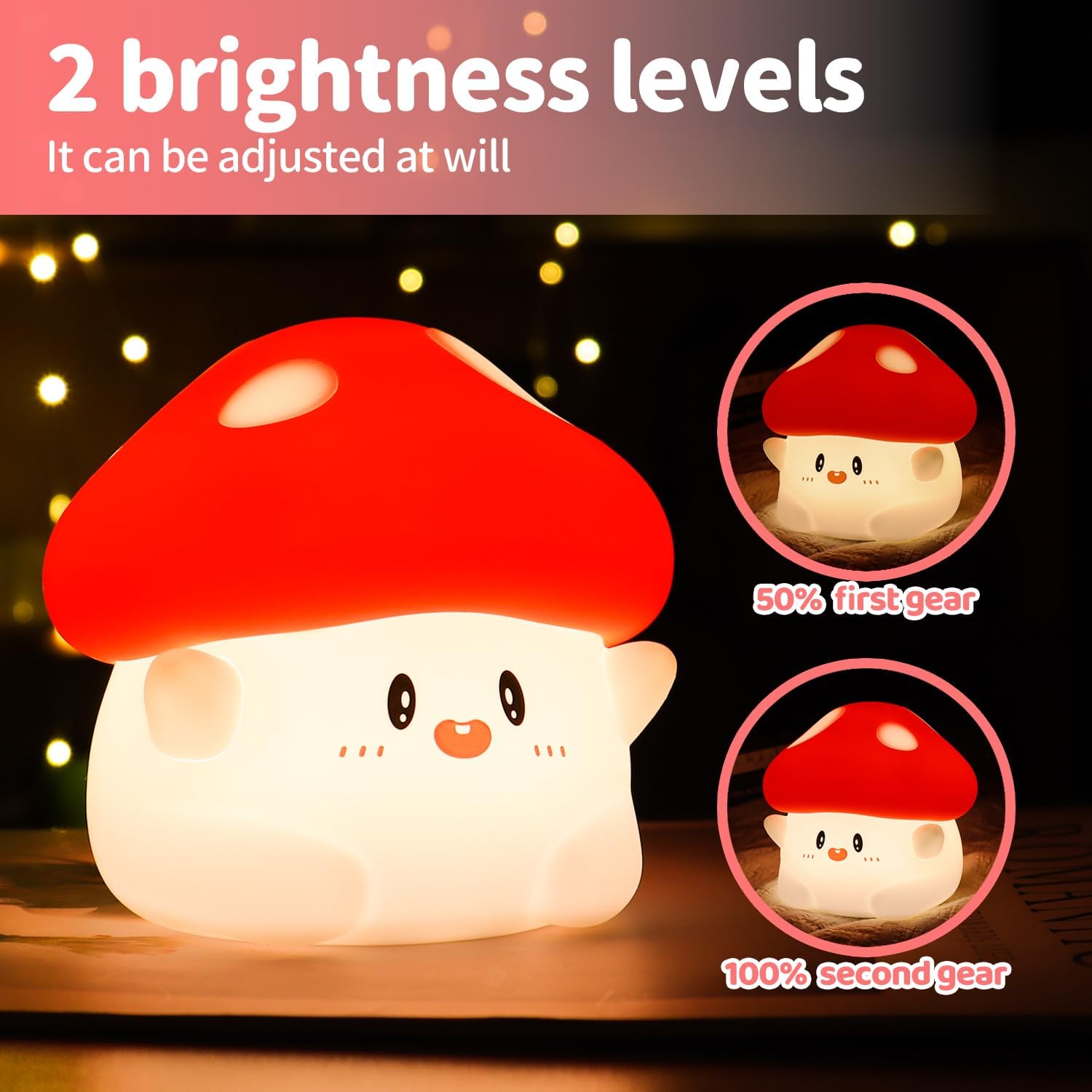 Rytinazzz Silicone Night Light for Kids, 50H Long Battery Mushroom Lamp, RGB Color Changing Mood Light, Gift for Kids, Rechargeable Tap…