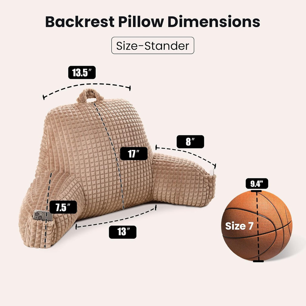 Pajeo Cozy Flannel Reading Pillow for Sitting Up in Bed, Skin-Friendly Sitting Pillow for Pregnancy & Nursing Support, Oeko-TEX Certified Bac…