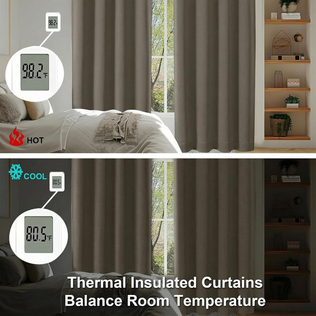 Simplebrand Ava Latte Blackout Curtains for Bedroom 72 Inch Length 2 Panels Set, Privacy Thermal Insulated Rod Pocket Door Window Curtains…