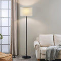 Ambimall 60'' Modern Floor Lamp with Shade, Tall Lamps for Living Room, Bedroom, Office, Dining Room, Beige Shade with Black Pole(Without B…