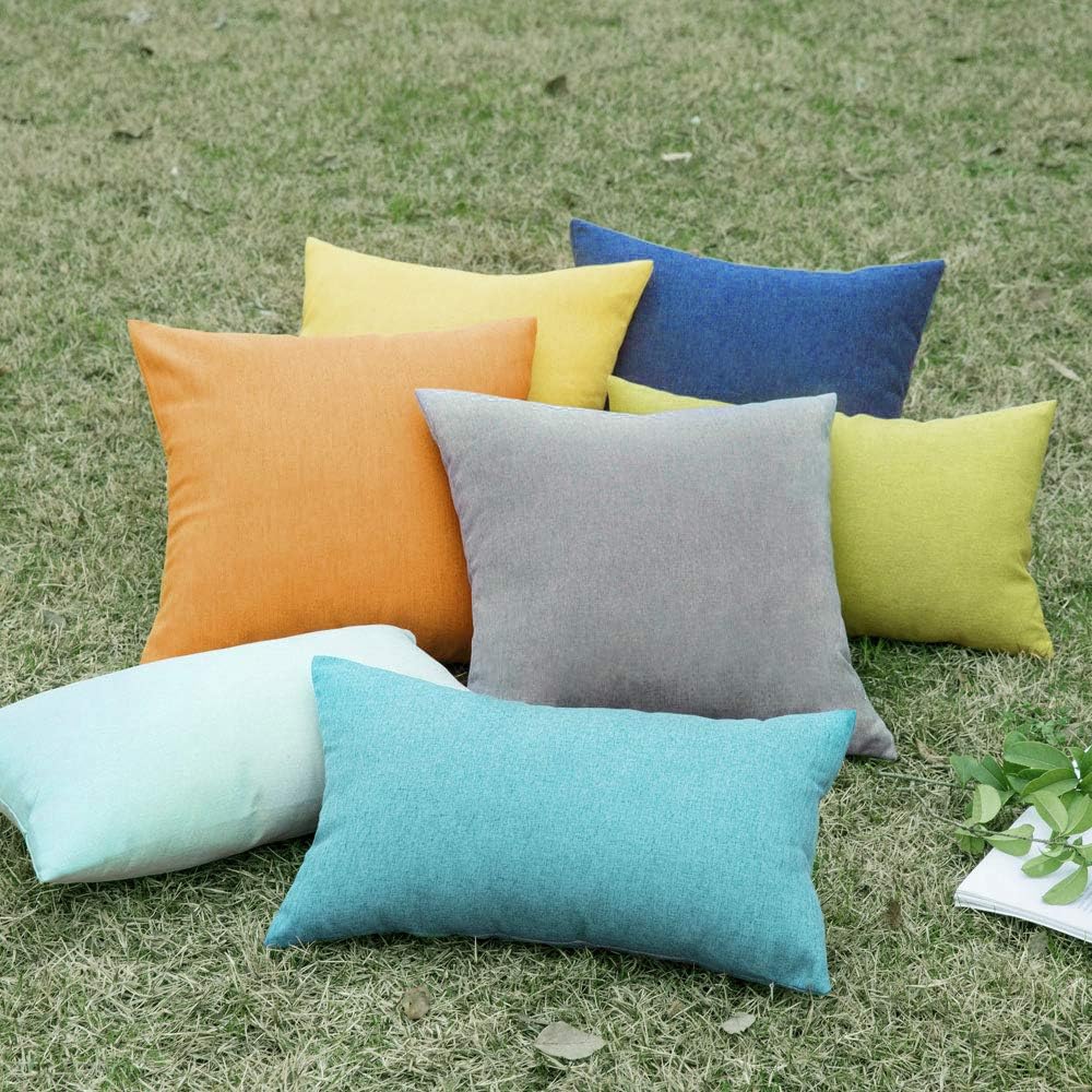 Miulee Pack of 2 Decorative Outdoor Solid Waterproof Throw Pillow Covers Faux Linen Garden Farmhouse Coastal Cushion Cases for Summer Patio…