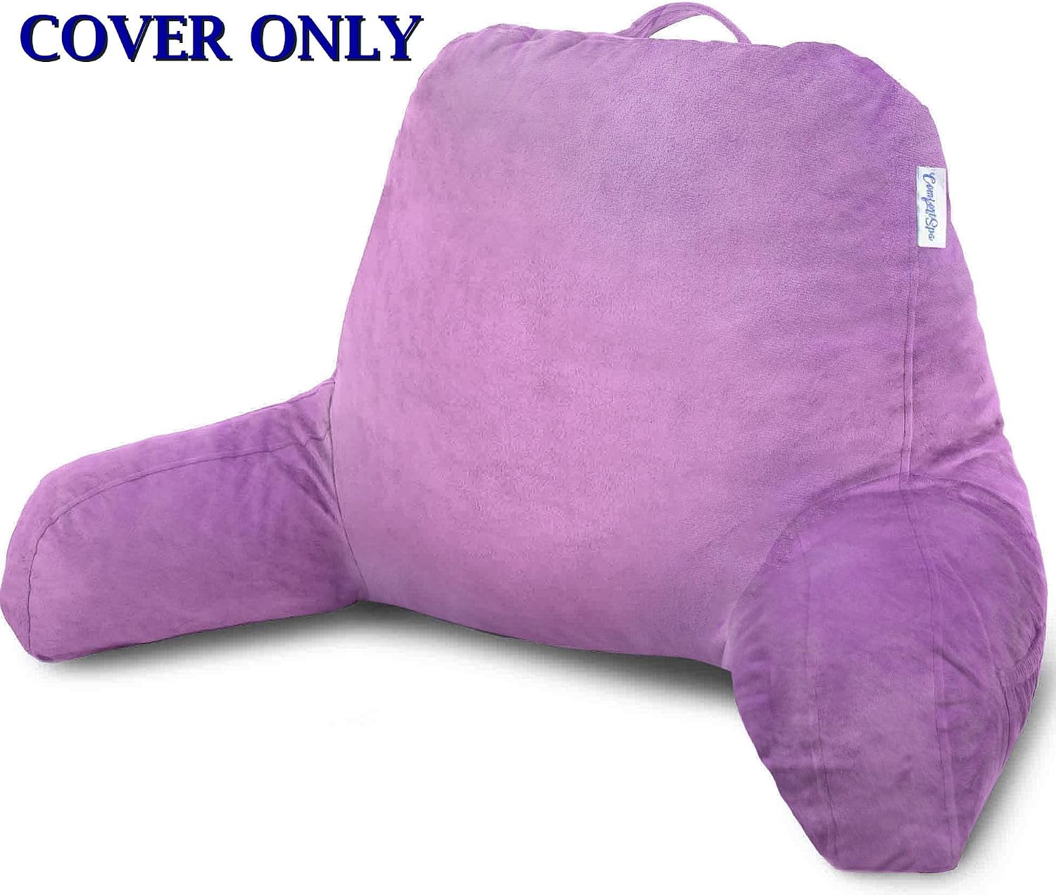 ComfortSpa Reading Pillow Replacement Cover for 19 inch Back Rest Pillow, Polyester Velour Machine Wash and Dry (Lavender)