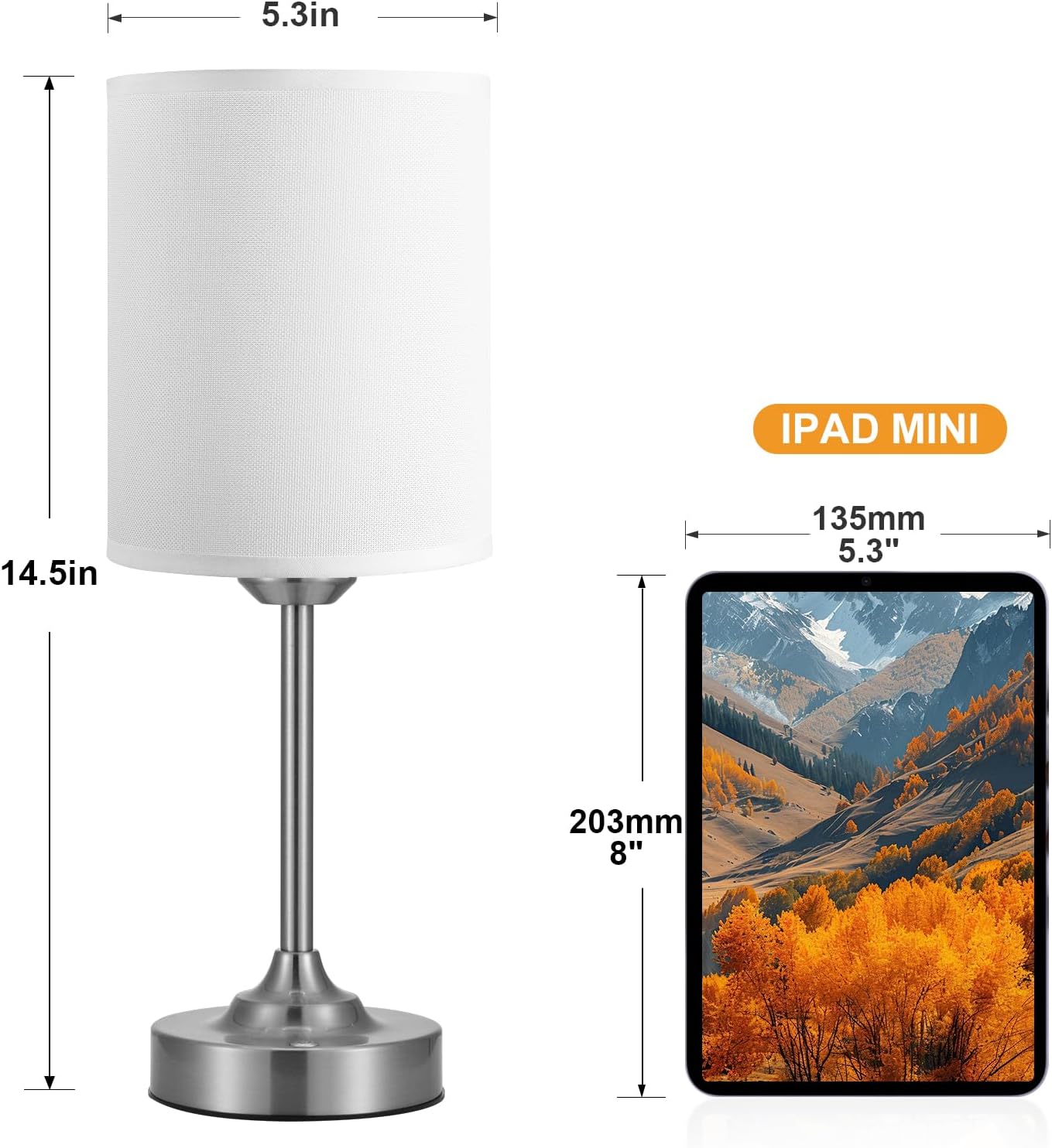 Touch Control Cordlss Table Lamp, USB-C Rechargeable Lamp with Stepless Dimming, 4000mAh Battery Operated Bedside Lamp for Bedroom…