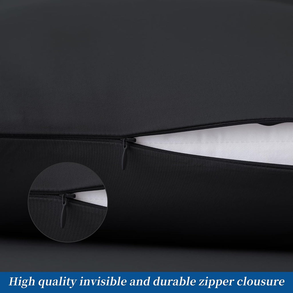 ZaizaiHome Pillow Cases Queen Size 4 Pcs,100% Egyptian Cotton 400 Thread Count Sateen Weave Black Pillowcases Queen Size, Quality Pillow Co…