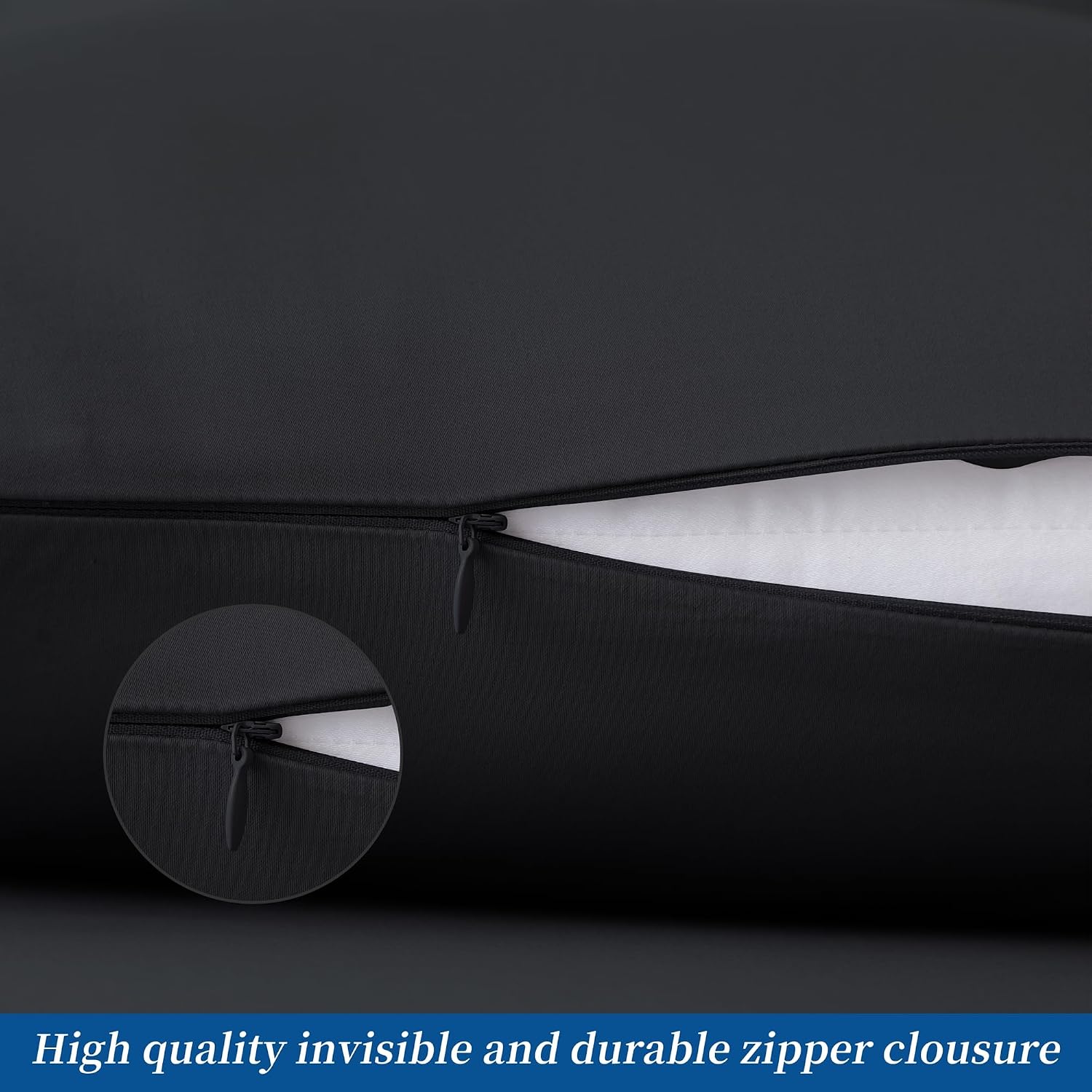 ZaizaiHome Pillow Cases Queen Size 4 Pcs,100% Egyptian Cotton 400 Thread Count Sateen Weave Black Pillowcases Queen Size, Quality Pillow Co…