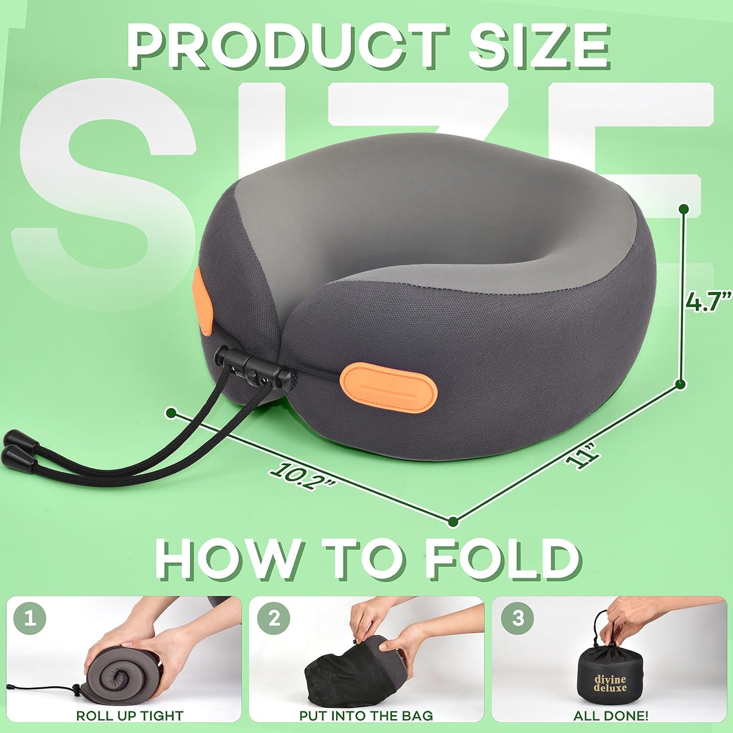 DIVINE DELUXE 360° Support Memory Foam Travel Neck Pillow – Adjustable Fit for Airplane, Car, Train & Office | No Head Bobbing or Dr…