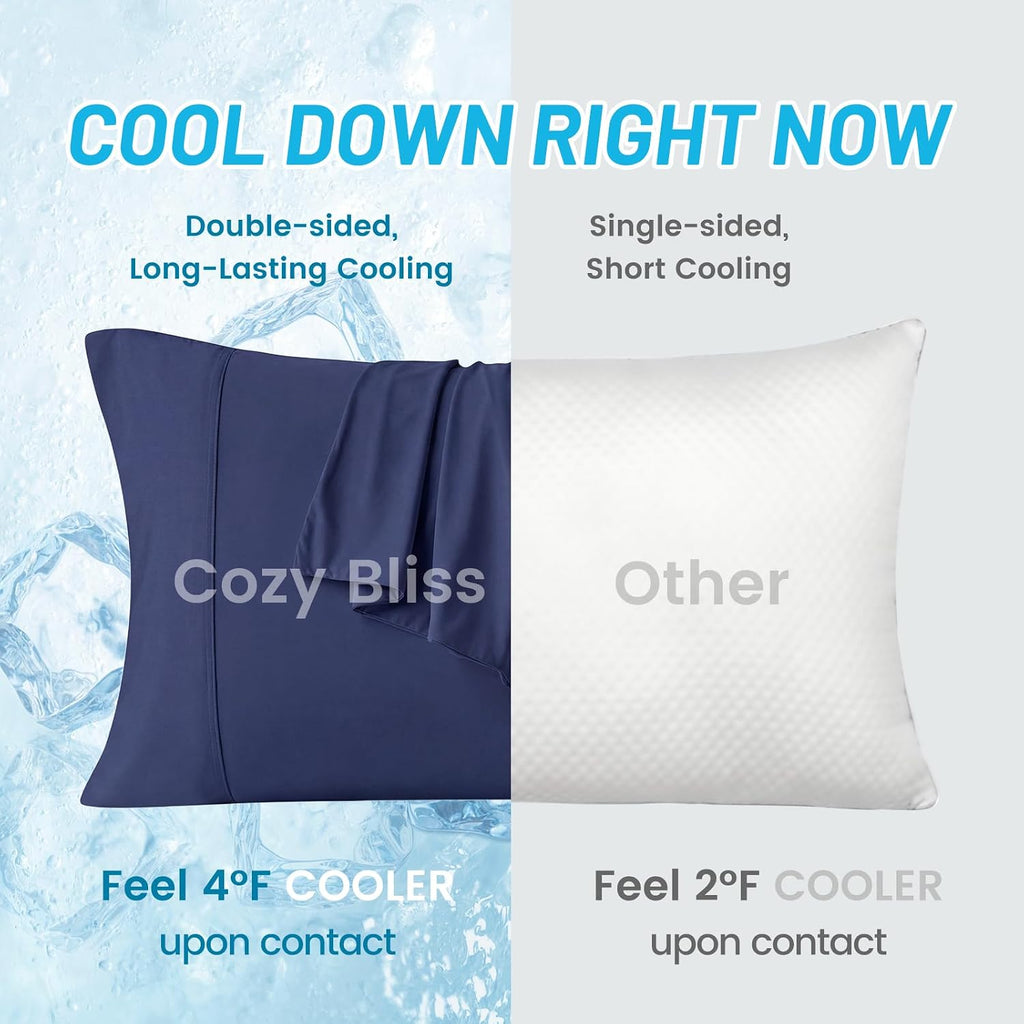 CozyBliss Cozy Bliss 2pcs Cooling Pillow Cases Set for Hot Sleepers & Night Sweats, Q-Max 0.5 Silky Wrinkle-Free Pillow Covers with Envelop…