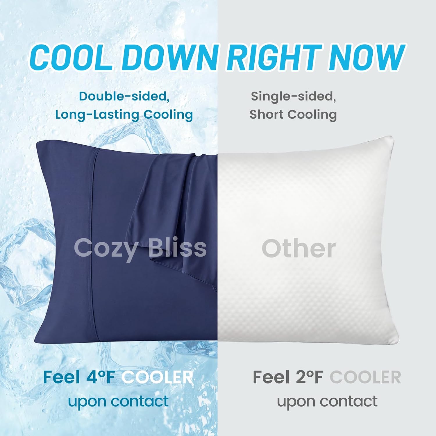 CozyBliss Cozy Bliss 2pcs Cooling Pillow Cases Set for Hot Sleepers & Night Sweats, Q-Max 0.5 Silky Wrinkle-Free Pillow Covers with Envelop…