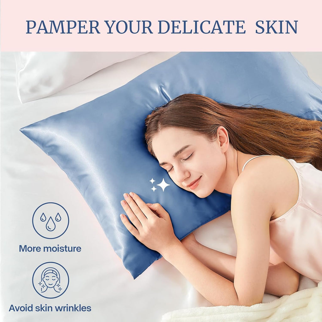 Bedelite Satin Pillowcase for Hair and Skin, Super Soft and Cooling Similar to Silk Pillow Cases 2 Pack with Envelope Closure, Gift for Wom…