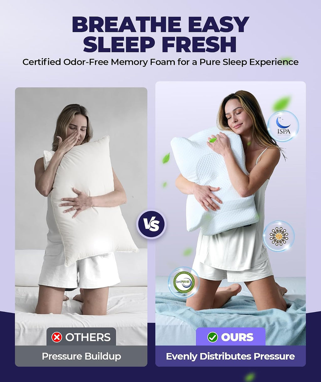Emircey Clinical-Level Relief Cervical Neck Pillow for Sleeping, Orthopedic Contour Memory Foam Pillow for Side Sleepers, Cooling Reading Pi…