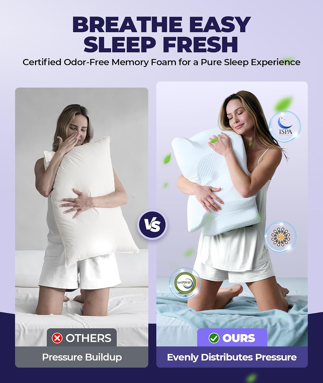 Emircey Clinical-Level Relief Cervical Neck Pillow for Sleeping, Orthopedic Contour Memory Foam Pillow for Side Sleepers, Cooling Reading Pi…