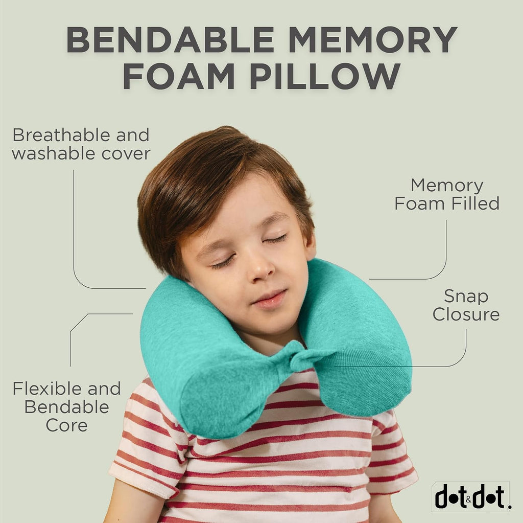 Dot&Dot Green Twist Memory Foam Kids Travel Pillow for Airplanes - Neck Pillows for Sleeping - Airplane Pillow for Neck Support, Chi…