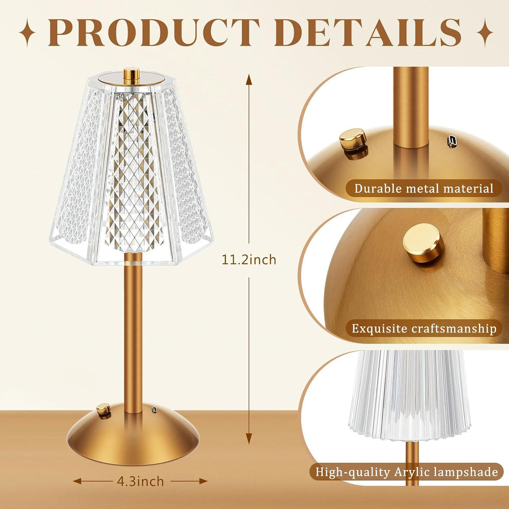 Liliful 2 Pcs Cordless Table Lamp Rechargeable Touch LED Small Gold Portable Battery Operated USB-c Desk Lamp 3 Color Dimmable for…