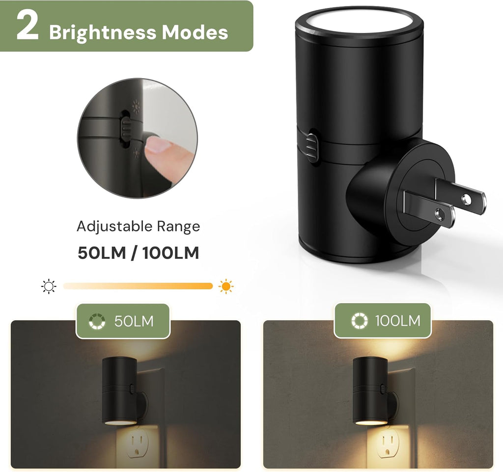 L LOHAS LED Night Light, Night Lights Plug into Wall, Light Sensor, 2 Level Brightness, Soft White 3000K, Mini Rotating Nightlight Plug…