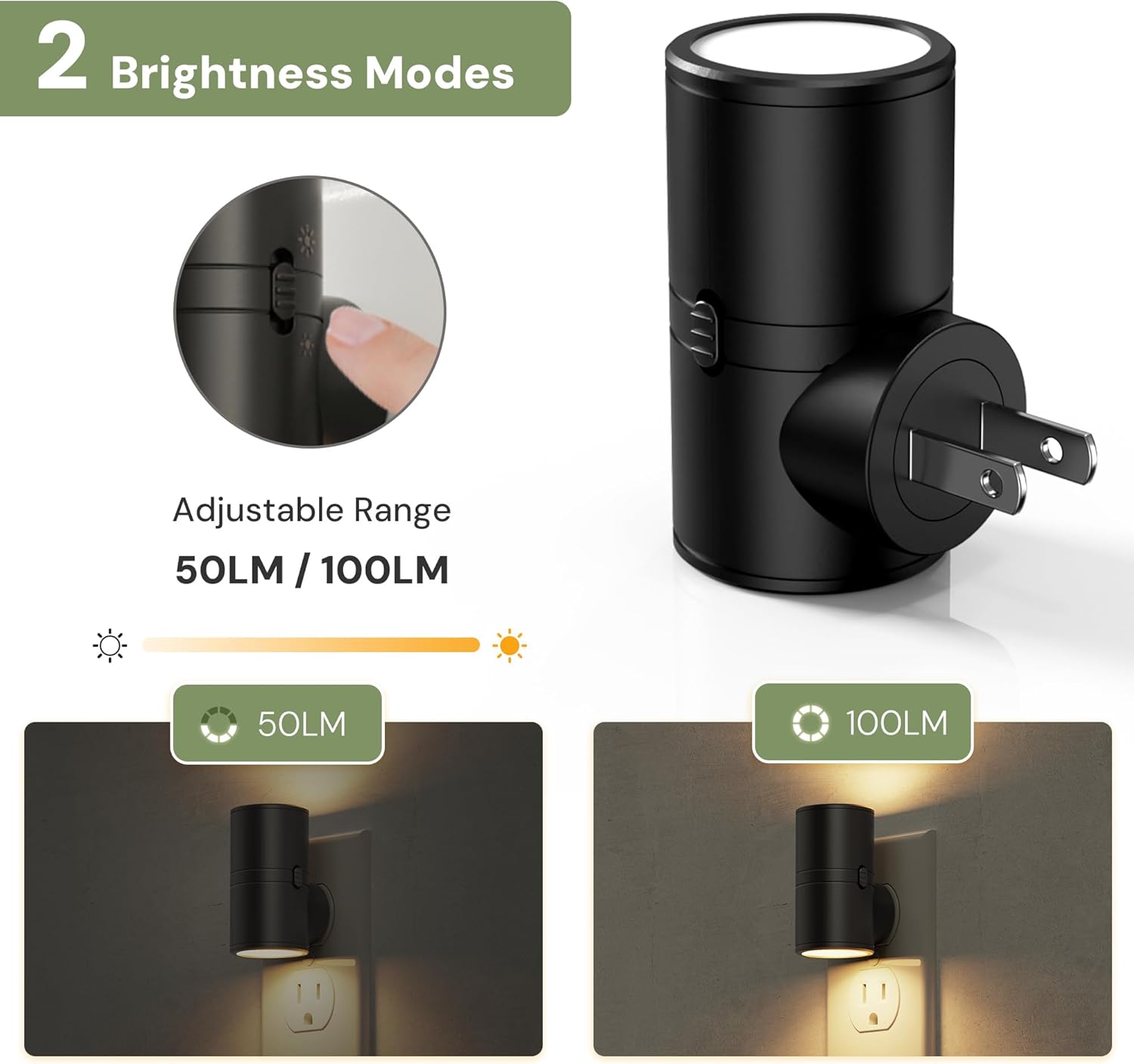 L LOHAS LED Night Light, Night Lights Plug into Wall, Light Sensor, 2 Level Brightness, Soft White 3000K, Mini Rotating Nightlight Plug…