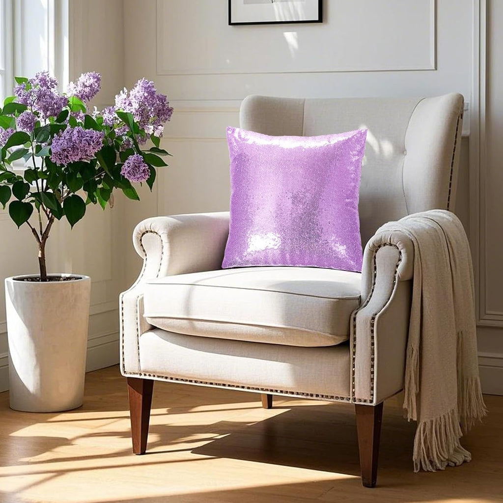Eternal Beauty Set of 2 Sequin Decorative Pillow Cover Lavender Throw Pillow Covers for Couch Sofa Throw Pillows 18 X 18 Inches
