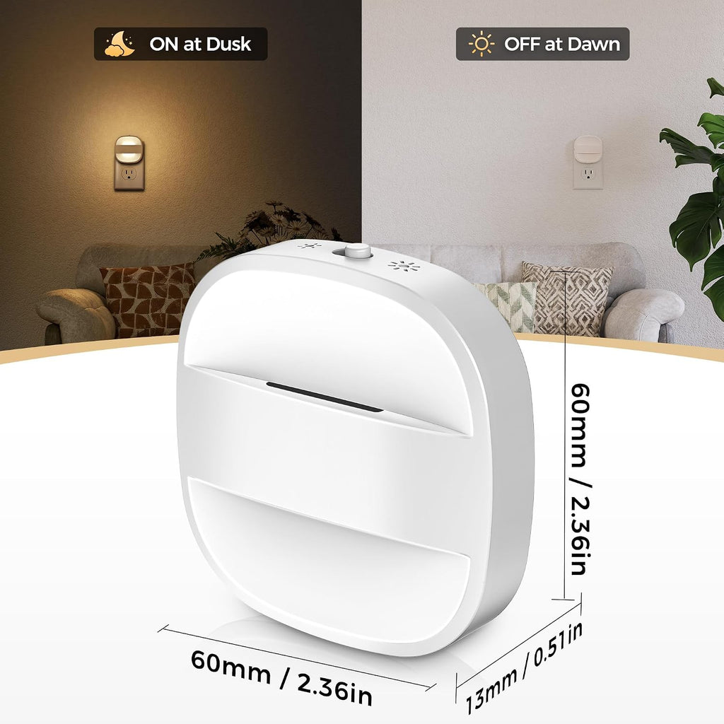 DORESshop Led Night Lights Plug Into Wall, 4 Packs Foldable Plug in Night Light Portable Dimmable Mini with Dusk to Dawn Sensor, 3000K…