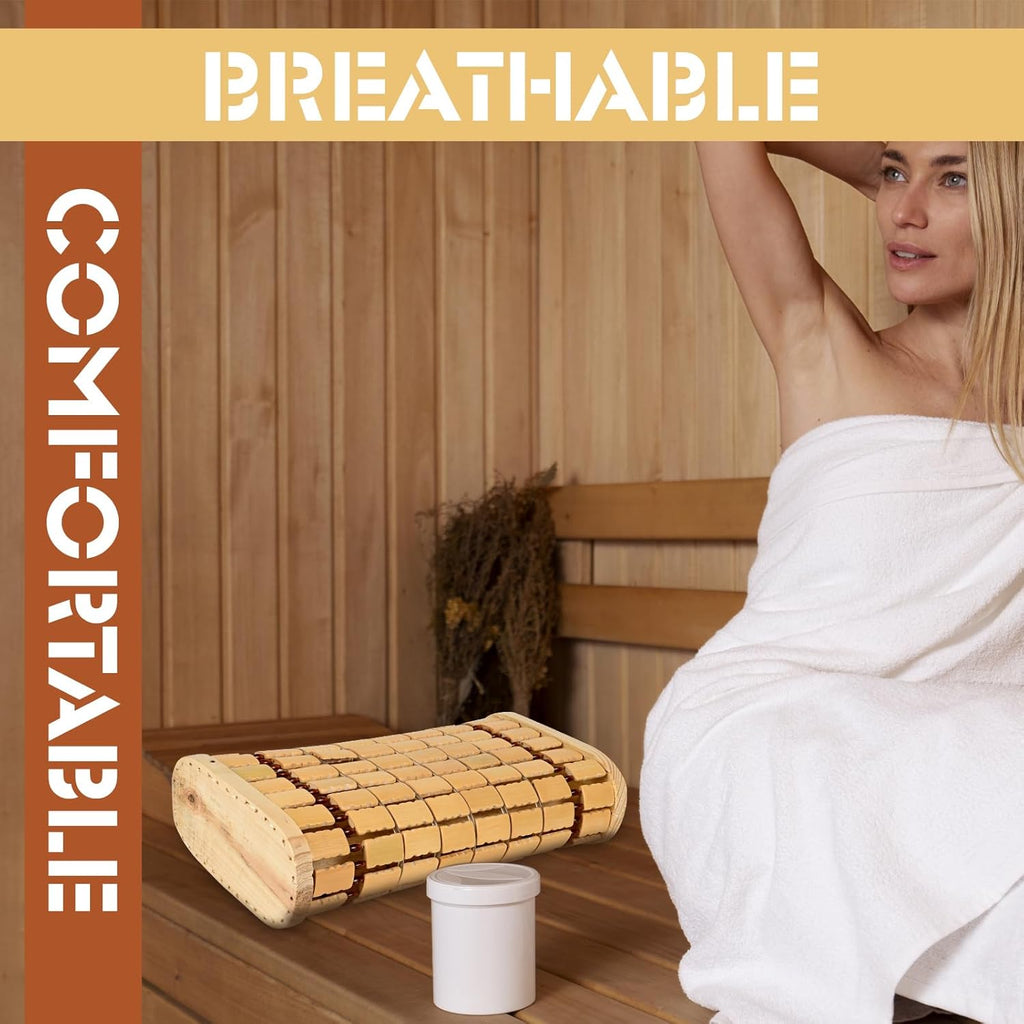 2 Pack Bamboo Headrest Pillow Natural Sauna Neck Rest Handmade Wood Pillows Chinese Style Household Spa Steam Saunas Rooms Breathable…