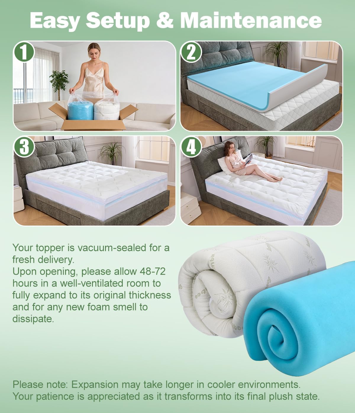 FrachoLLC Fracho 4 Inch Dual Layer Memory Foam Mattress Topper Twin, 2-in-1 Adjustable Design with 2" Bamboo Rayon Pillow Top & 2" Cooling…