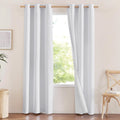 NICETOWN 100% Absolutely Blackout Linen Curtains with Thermal Insulated White Liner, White, 42 inches Wide, 84 inches Length Energy…