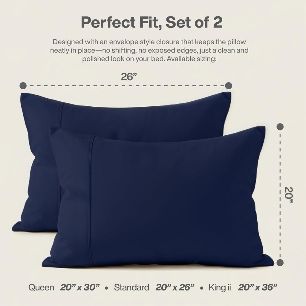 Queensbay Standard Pillow Cases Set of 2, Microfiber Cooling Pillowcases, Soft Breathable Envelope Closure Pillow Covers, Wrinkle Free Easy…