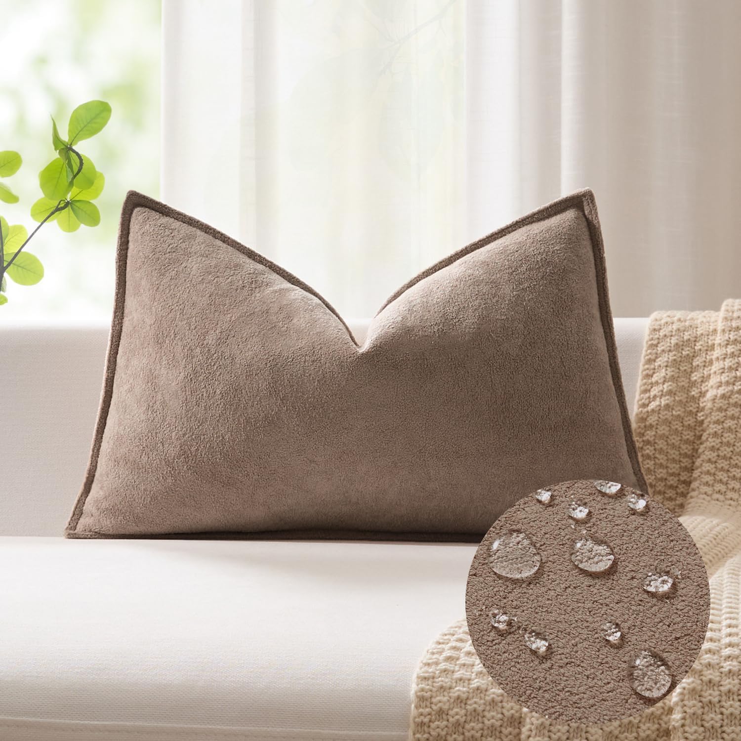 KevinTextile Kevin Textile 14x24 Inch Lumbar Pillow Cover 1 Pack Soft Boucle Textured Decorative Waterproof Rectangle Cushion Elegant Accen…