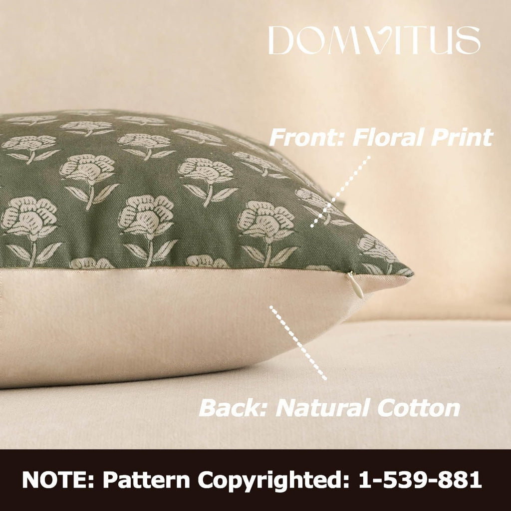 Domvitus Floral Pillow Covers 20x20 Throw Pillow Covers Decorative Farmhouse Block Floral Print Vintage Pillow Cover for Living Room Couch…