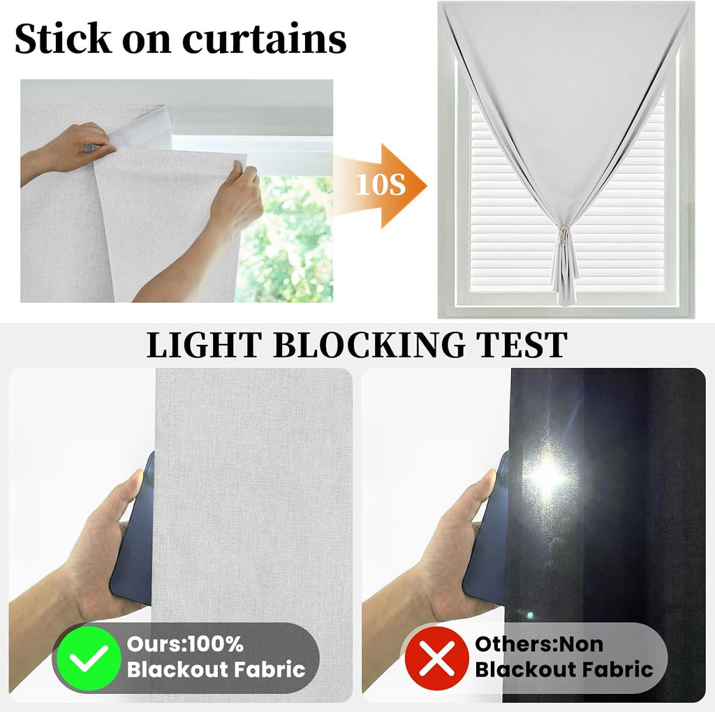 100% Blackout Self Adhesive Curtains Portable Curtain Simple and Easy to install Bedroom Window Thermal Lnsulated Kitchen Room Darkening…