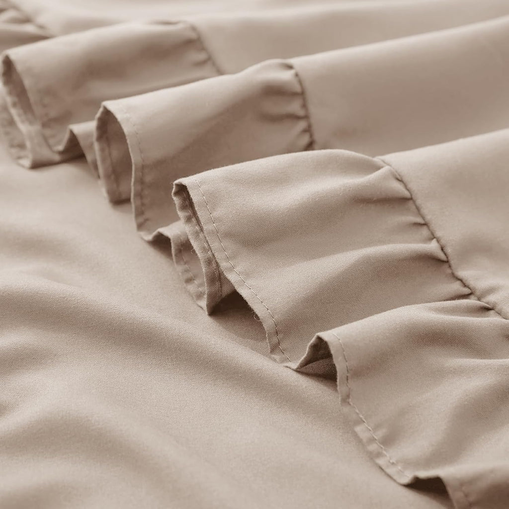 KKJIAF Ruffle Pillow Cases 26x26 Inches, Khaki Square Ruffled Pillow Covers Set of 2, Microfiber Wrinkle Resistant Pillow Shams with…
