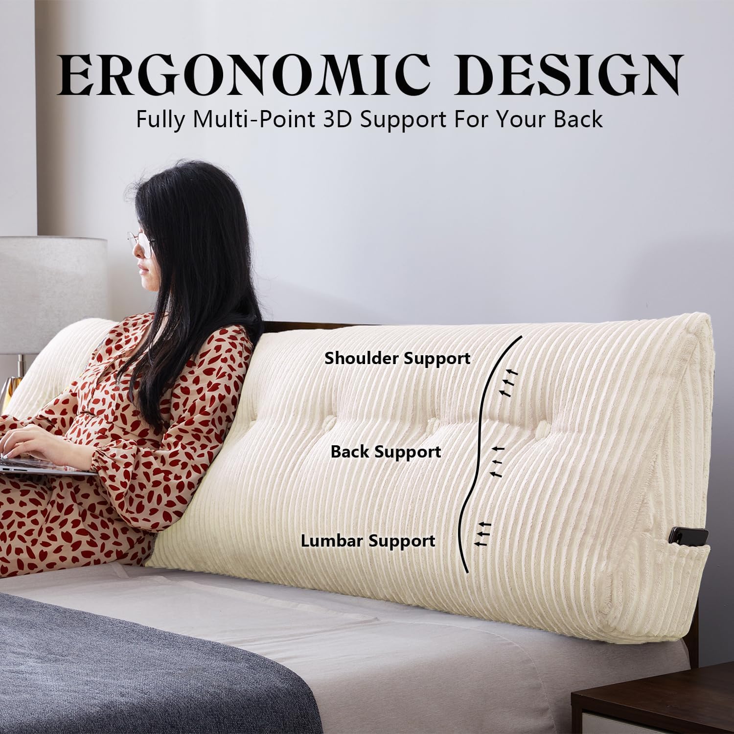 Sliguy Large Headboard Pillow, Headboard Wedge Pillow Bed Rest Reading Pillow Bolster Triangular for Sitting in Bed-Backrest Positioning Su…