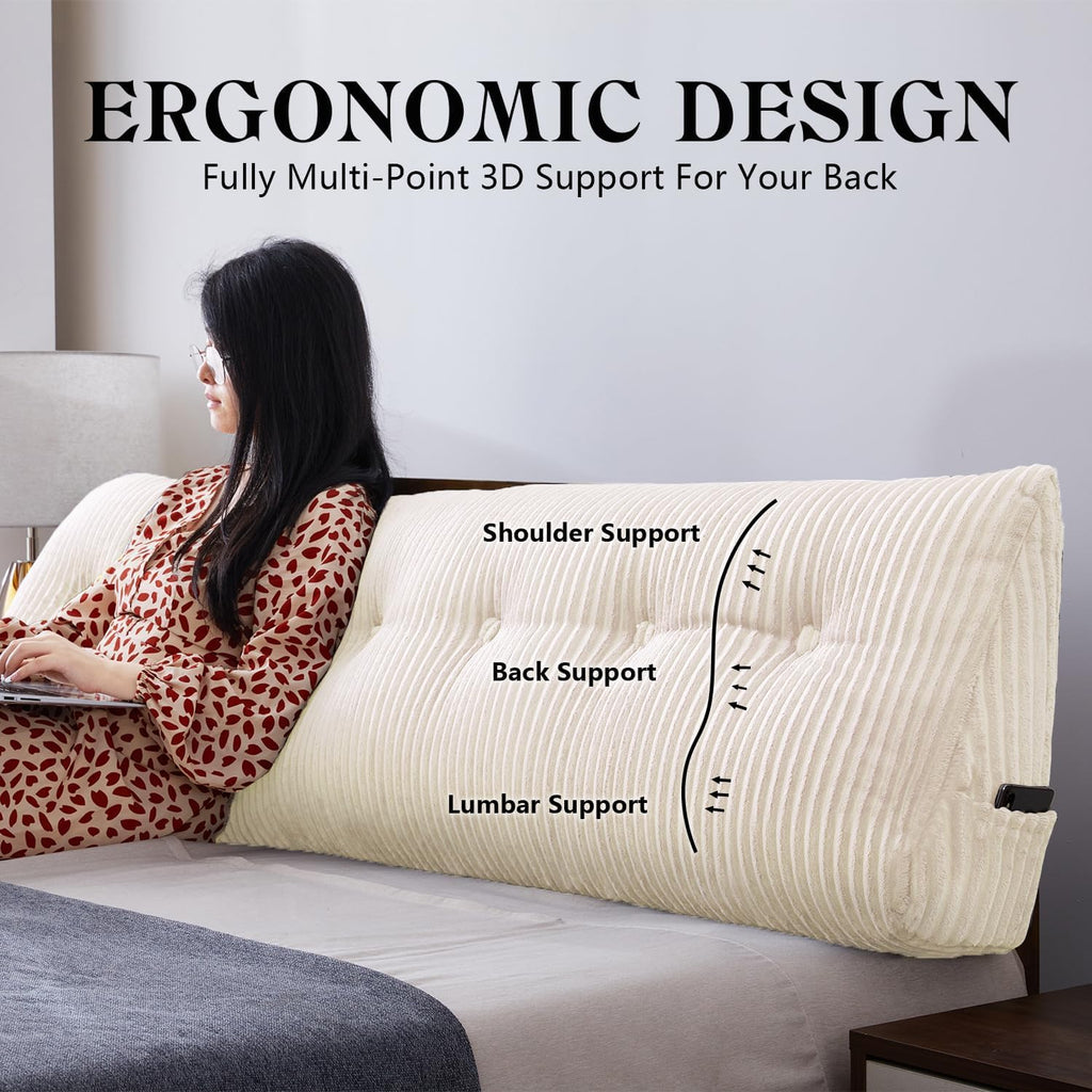 Sliguy Large Headboard Pillow, Headboard Wedge Pillow Bed Rest Reading Pillow Bolster Triangular for Sitting in Bed-Backrest Positioning Su…