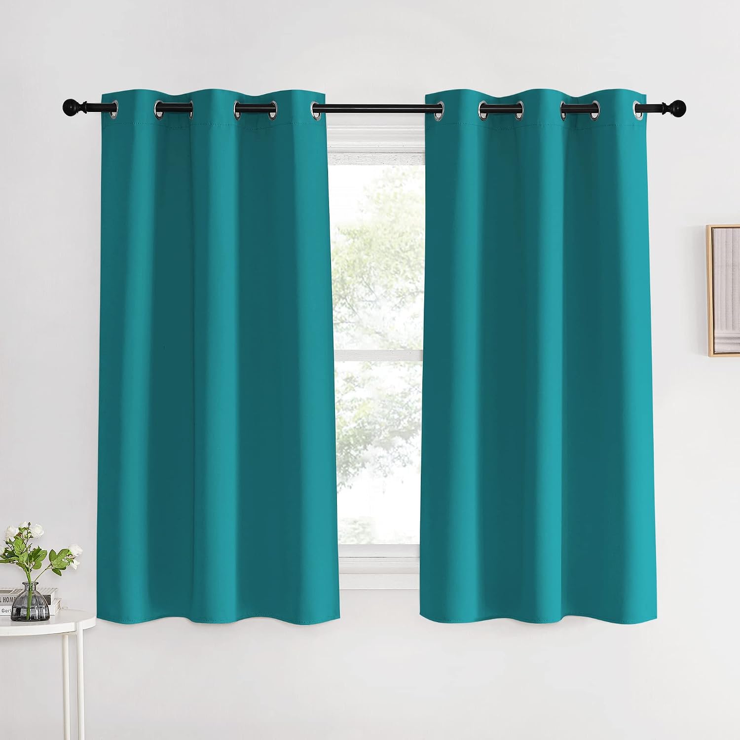 NICETOWN Room Darkening Curtains 60 inch Length 2 Panels, Peacock Teal, 2 Pieces, W42, Thermal Insulated Grommet Blackout Curtains for…
