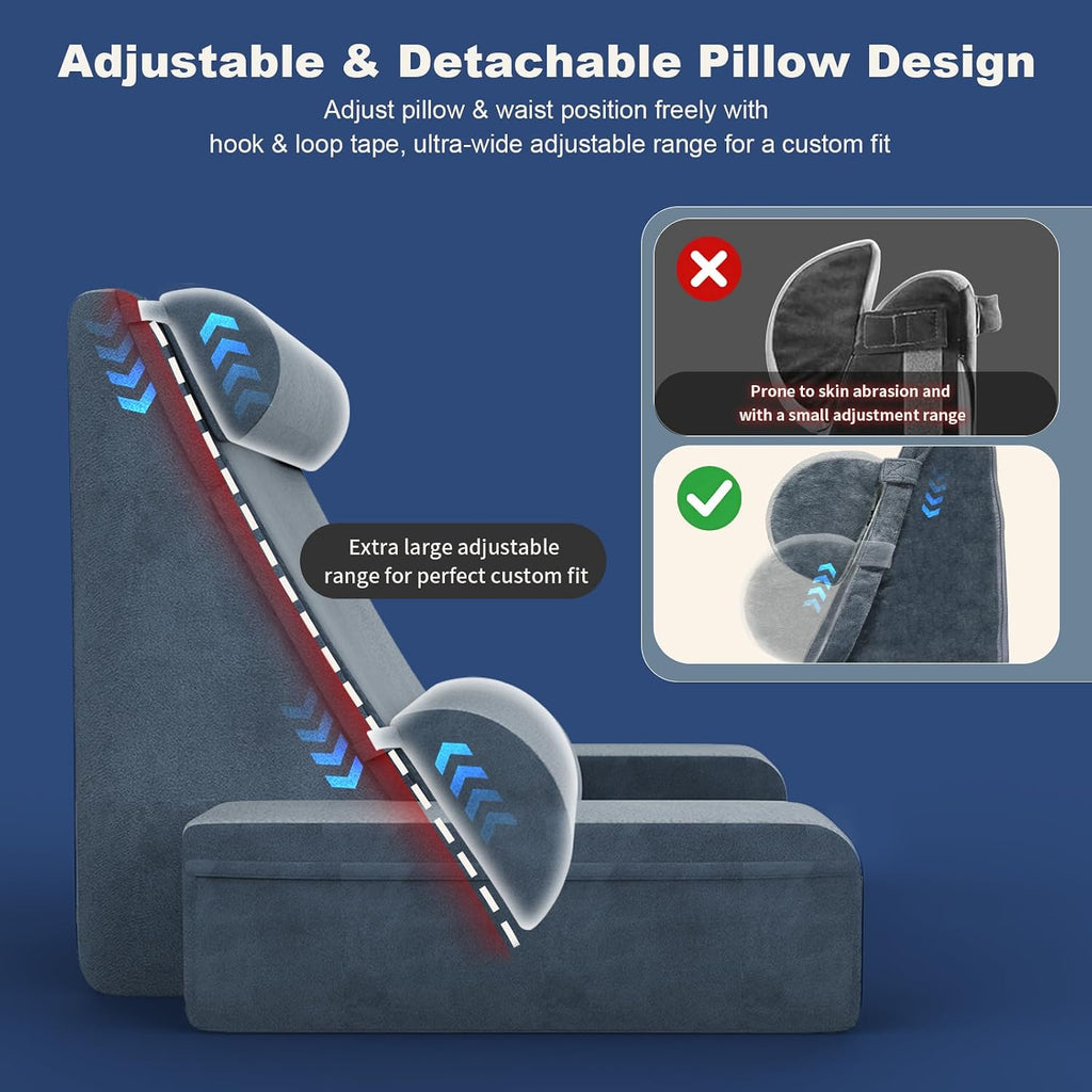 3‐in‐1 Reading Pillow for Bed with Detachable Sponge Lap Desk, Wedge Pillow Set for After Surgery with Adjustable Headrest & Independent…