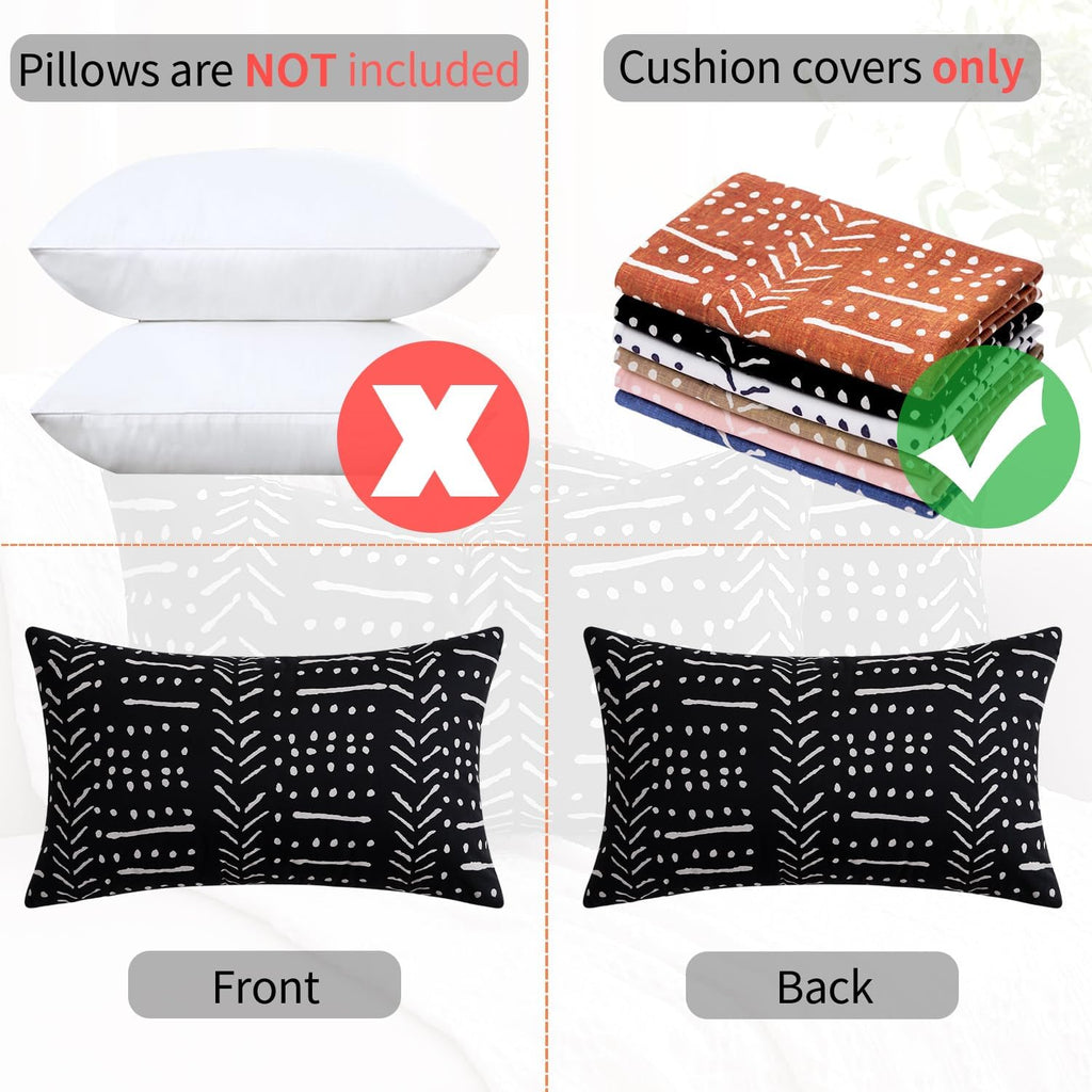 BONSTRAP Decorative Throw Pillow Covers Black White Boho Lumbar Pillowcase 12X20 Modern Farmhouse Accent Cushion Covers Set of 2 for…