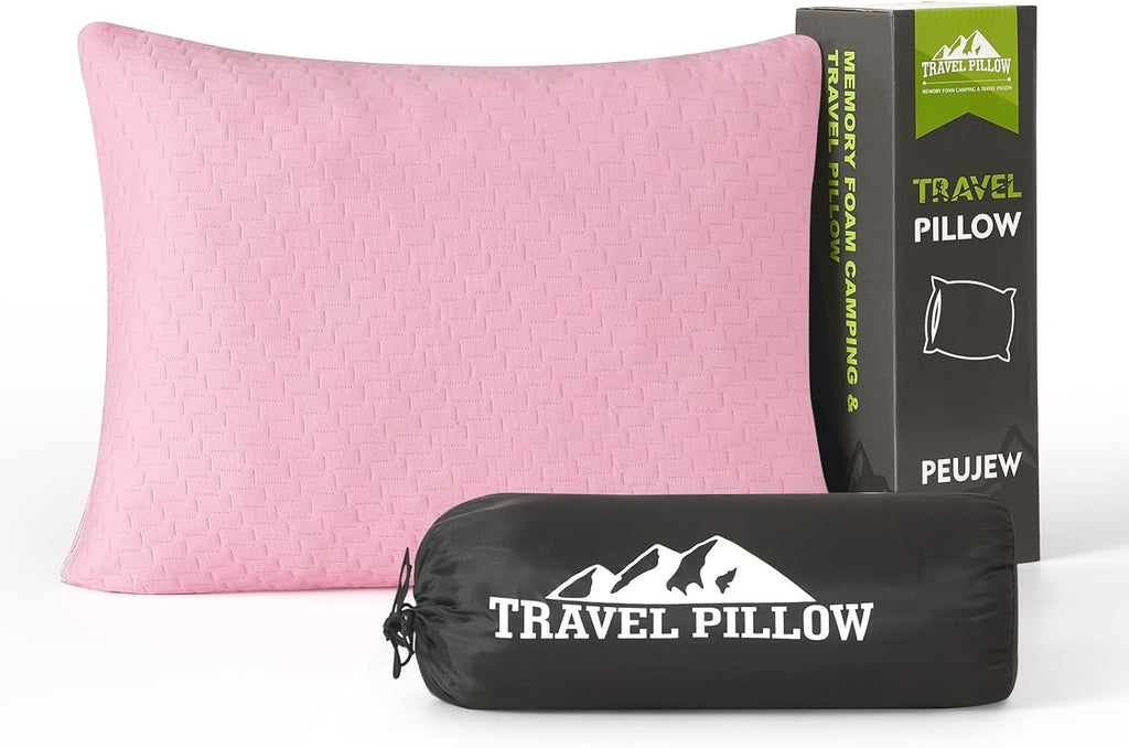 Small Shredded Memory Foam Pillow, Camping Pillow Travel Pillow - Compressible Medium Firm, Breathable Cover, Ideal Backpacking Hiking…