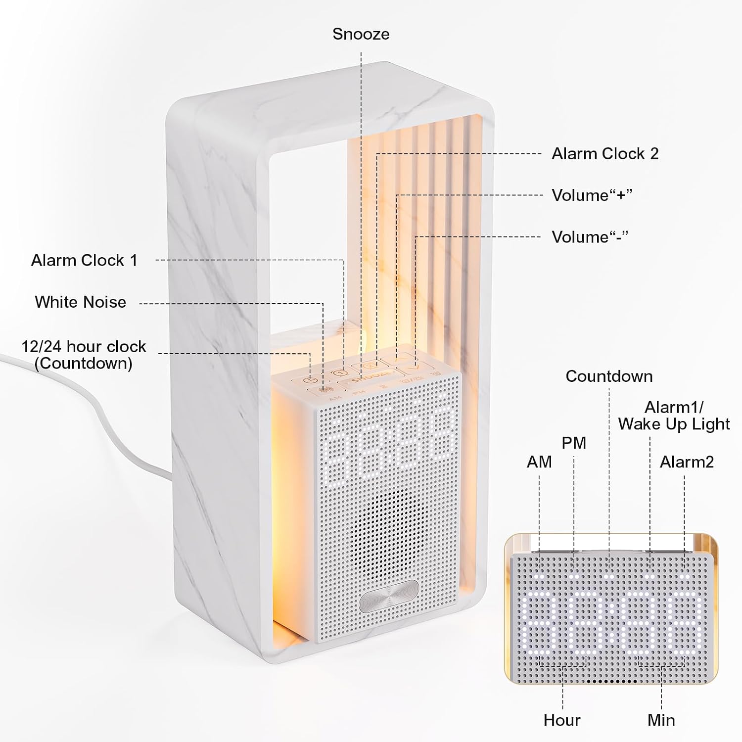 Hensam Sunrise Alarm Clock Wake Up Light with Snooze & Timer, 20 White Noise Sleep Sounds Machine, Dimmable Bedside Night Light for…
