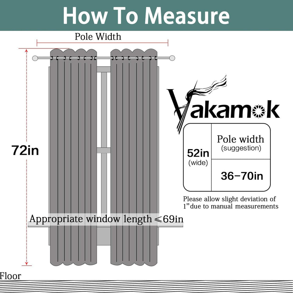 Yakamok Blackout Curtains for Bedroom 2 Panels Set 72 Inch Length Thermal Insulated Room Darkening Dark Black Out Drapery Grommet Window…
