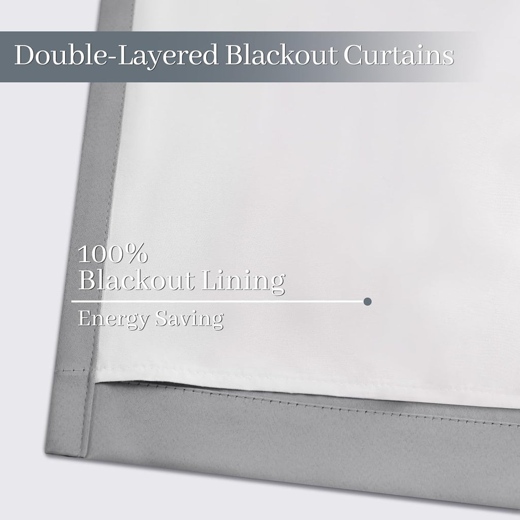 Yakamok Dove Grey 100% Blackout Curtains Grommet Window Treatments with 2 Thick Layers-Light Gray Room Darkening Thermal Insulated Drapes S…