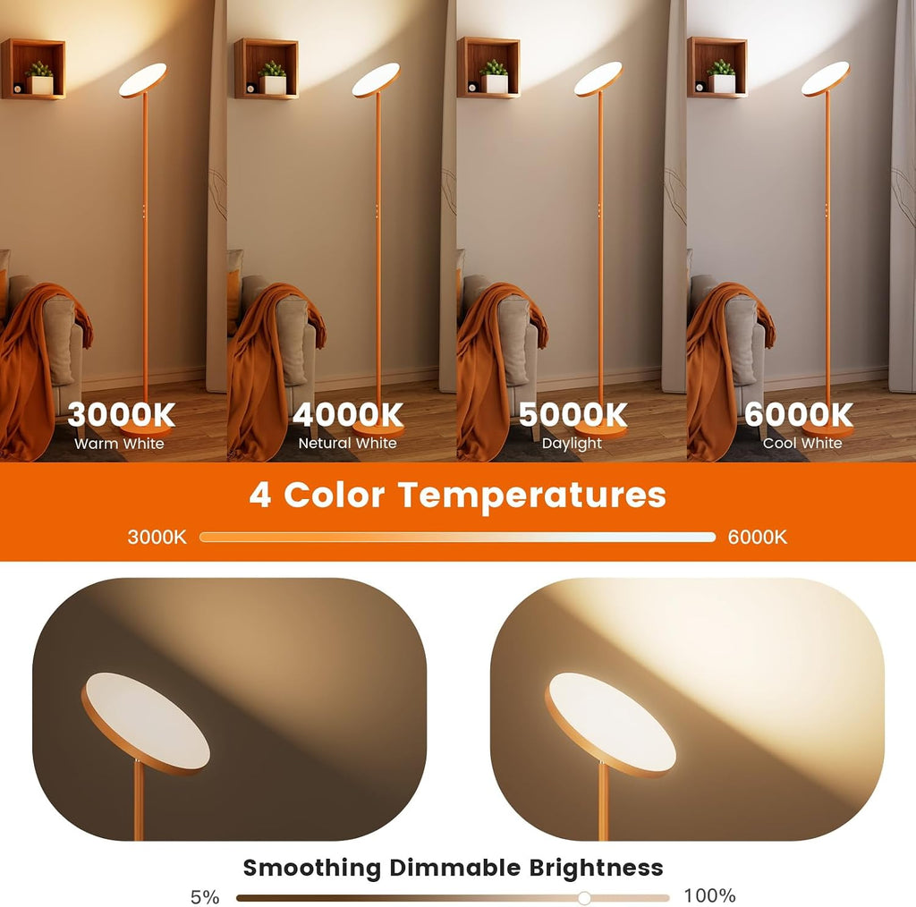 Floor Lamp, Bright 36W 3500LM Standing Lamp with Remote, 2700K Soft White to 6500K Cool White Adjustable, Touch Control Dimmable Torchiere…