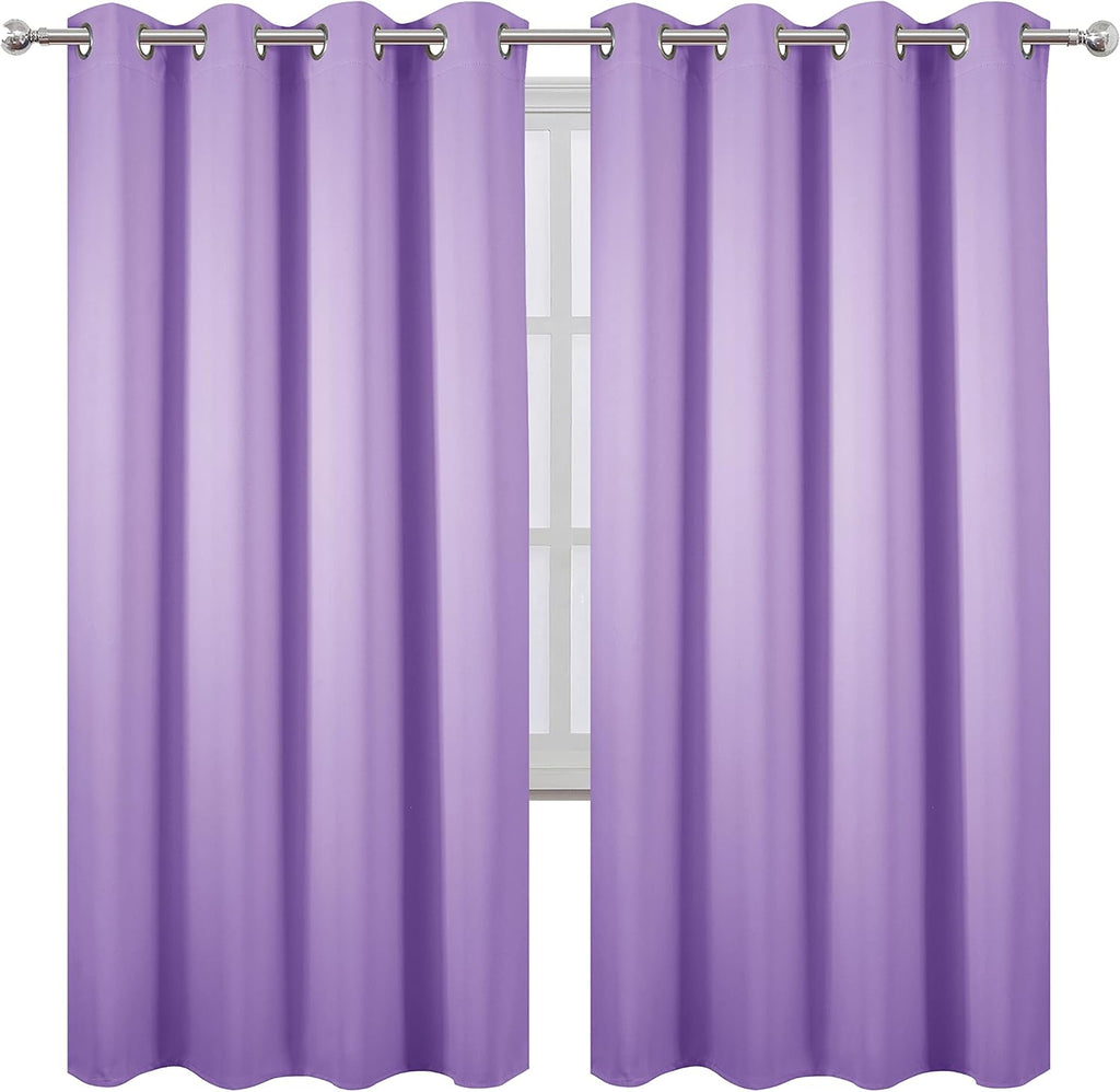 Lemomo Lavender Thermal Blackout Curtains/52 x 72 Inch/Set of 2 Panels Room Darkening Curtains for Bedroom 72 Inch silver