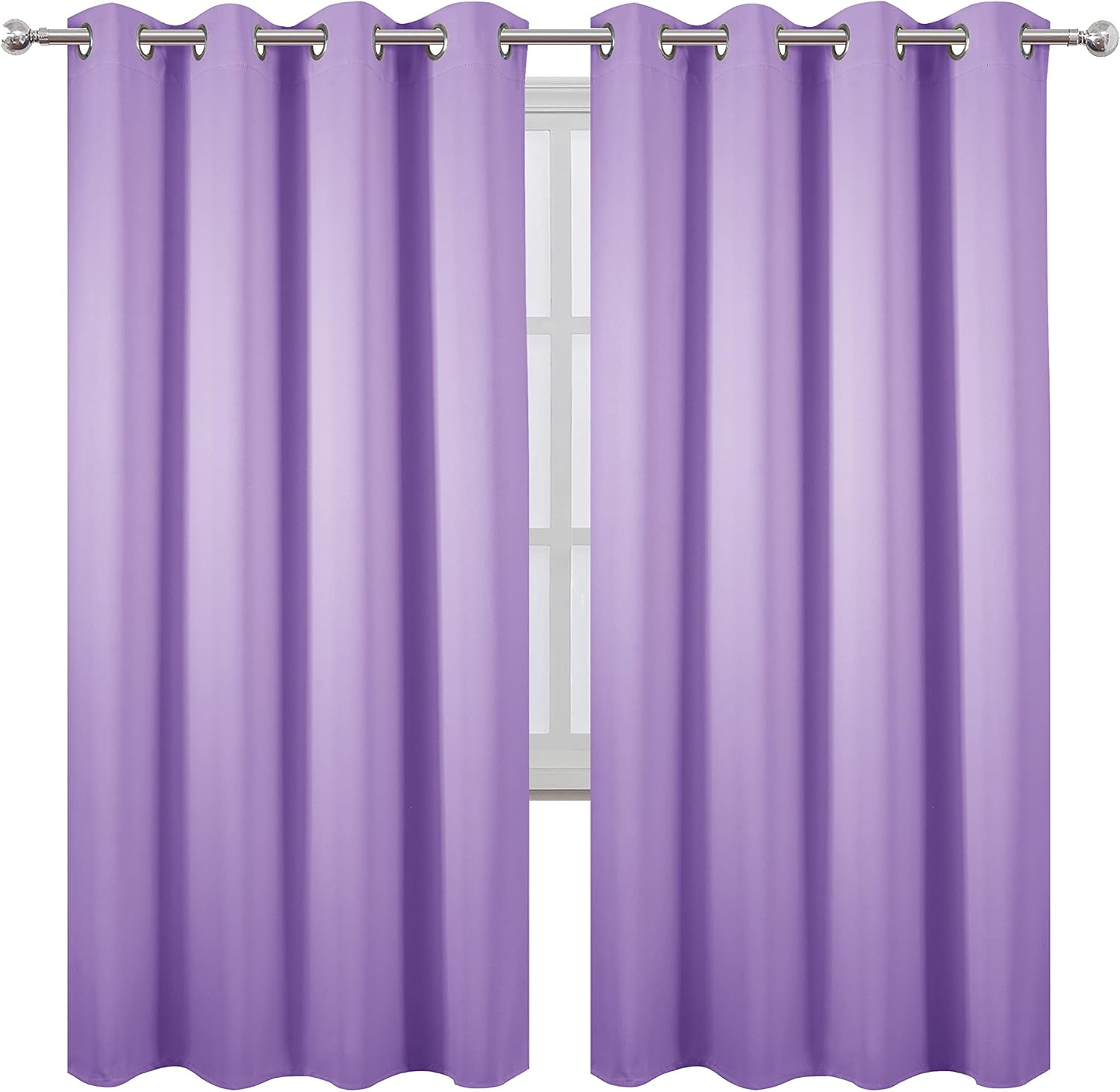 Lemomo Lavender Thermal Blackout Curtains/52 x 72 Inch/Set of 2 Panels Room Darkening Curtains for Bedroom 72 Inch silver