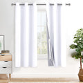 Xwzo White 100% Blackout Curtains - Heat and Full Light Blocking Drapes with Black Liner for Bedroom/Laundry Room, Grommet Top Window Panel…