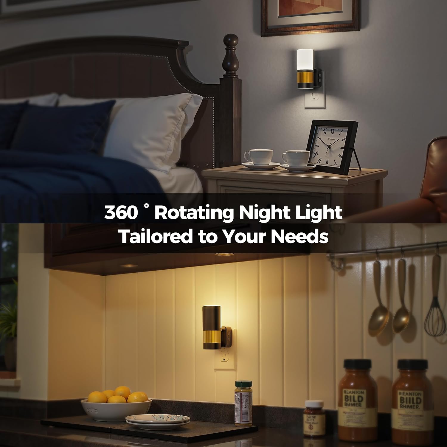Briignite Night Lights Plug into Wall, 2 Pack Dimmable 3CCT Night Light for Kids, Amber/3000K/5000K Adjustable NightLights Plug in, 360°…