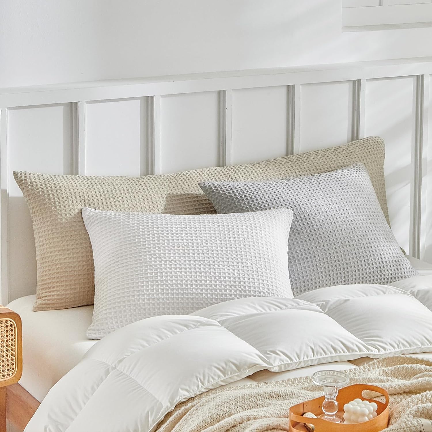 Warmdern Waffle Weave Pillowcases Body Size 1 Pack Pillow Cases Soft Microfiber Pillow Case Covers Set of 2 Boho Woven Textured Pillowcase…