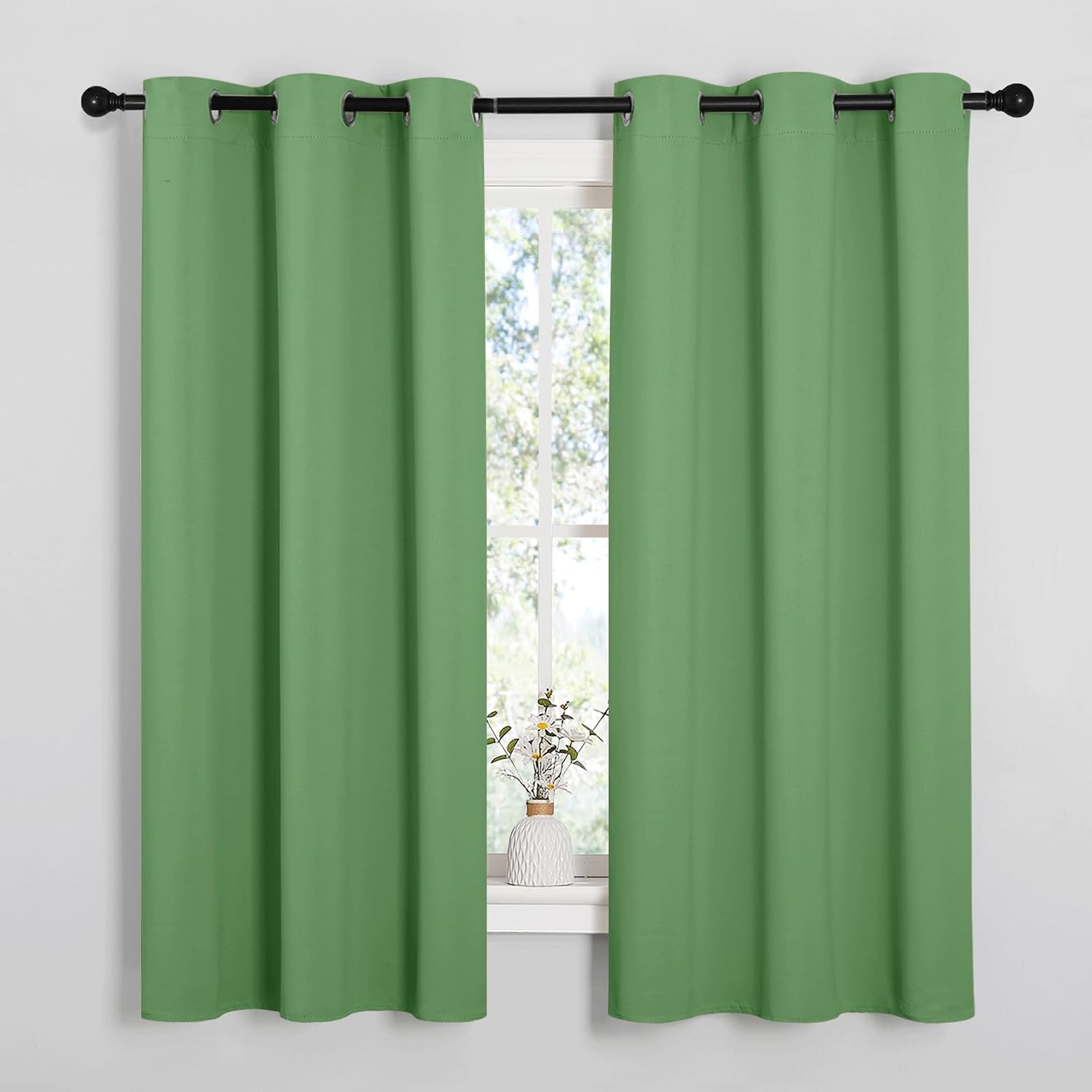 NICETOWN Room Darkening Curtains 63" Long Set of 2 for Bedroom, Forest Green Nursery Essential Thermal Insulated Solid Grommet Top…