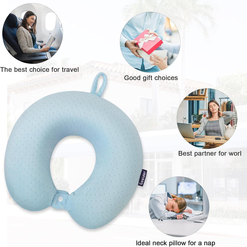 Travel Neck Pillow Memory Foam Pillow Support Pillow U Shape Compact & Lightweight Neck Pillow for Sleeping Travel for Plane, Car, Home…