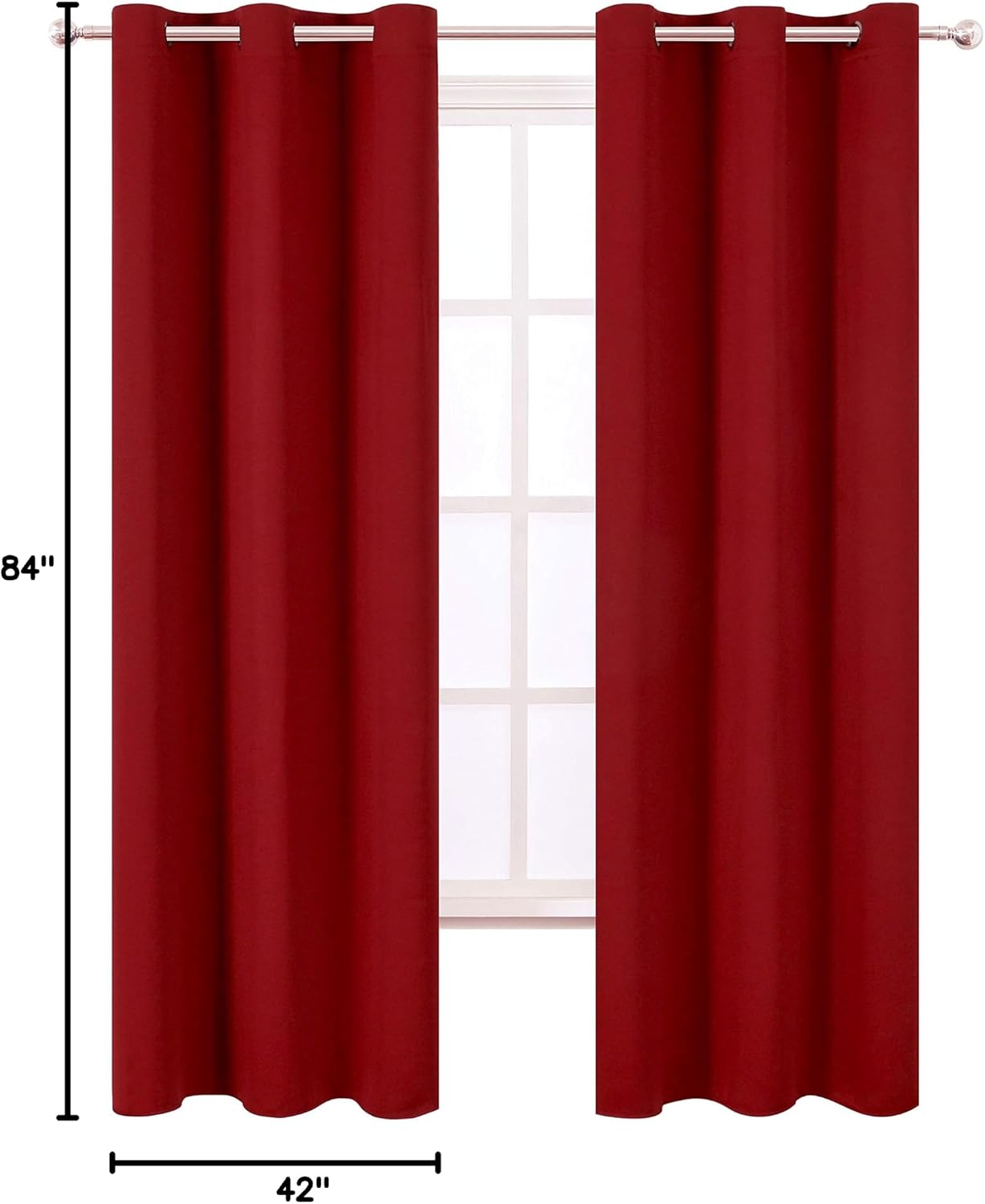 Lemomo Blackout Curtains 42 x 84 Inch - Red Curtains Set of 2 Panels - Room Darkening, Thermal Insulated for Living Room 84 Inch Red