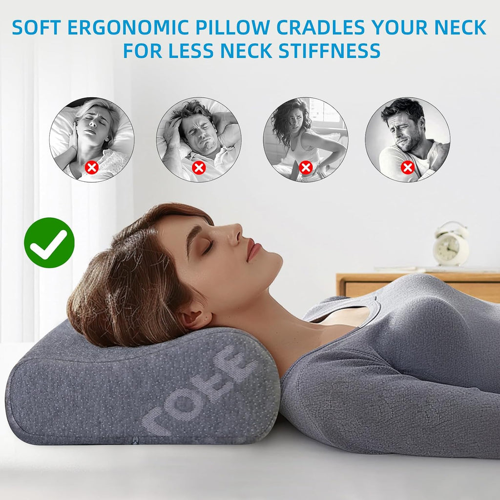 Contour Pillow with Softer Neck Support - Adjustable Softness Cervical Neck Pillow for Ideal Support, 4 Layers Contour Pillow for All…